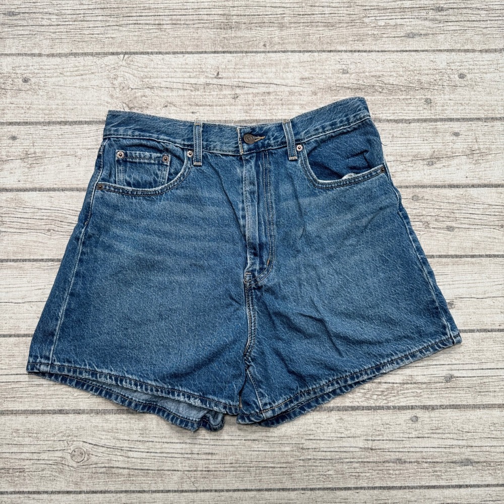 Levi's Shorts Women's 29 Blue High Rise Denim Medium Wash Cotton Cut Off Summer